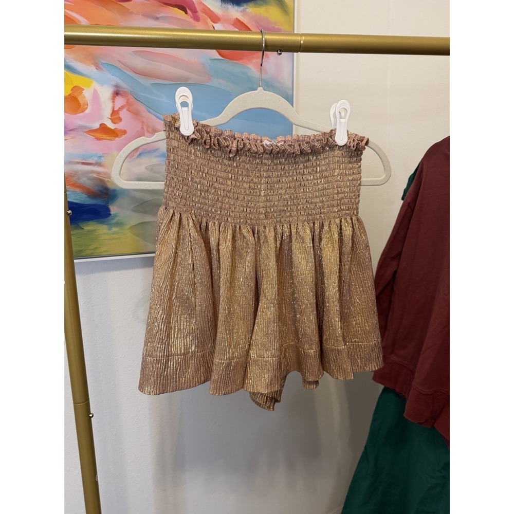 Gold Sparkly Shiny Shorts Festival Party Day Night Club Size Medium Women's New